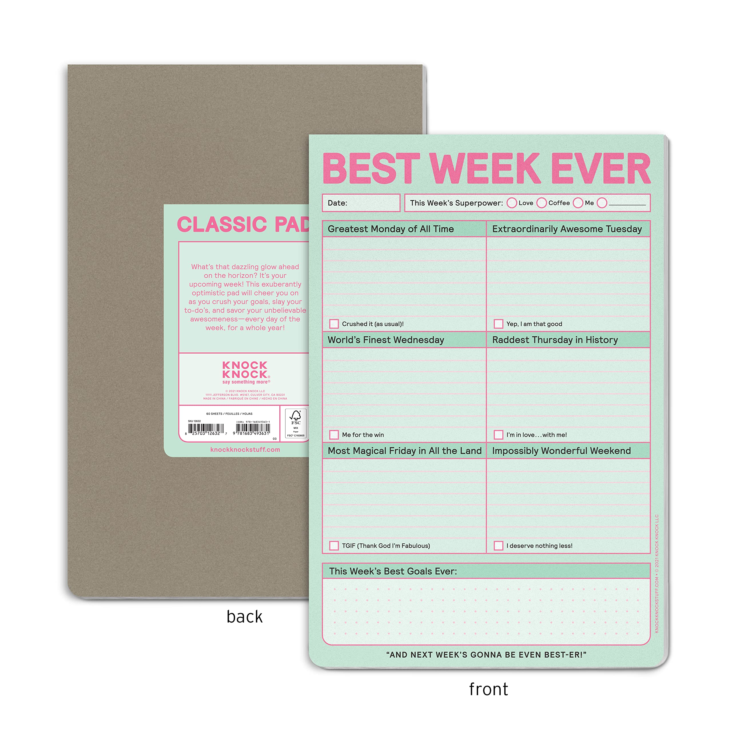1-Count Knock Knock Best Week Ever Pad, Weekly Planner Pad & To Do List Notepad, 6 x 9-inches (Pastel Edition) - Image 3