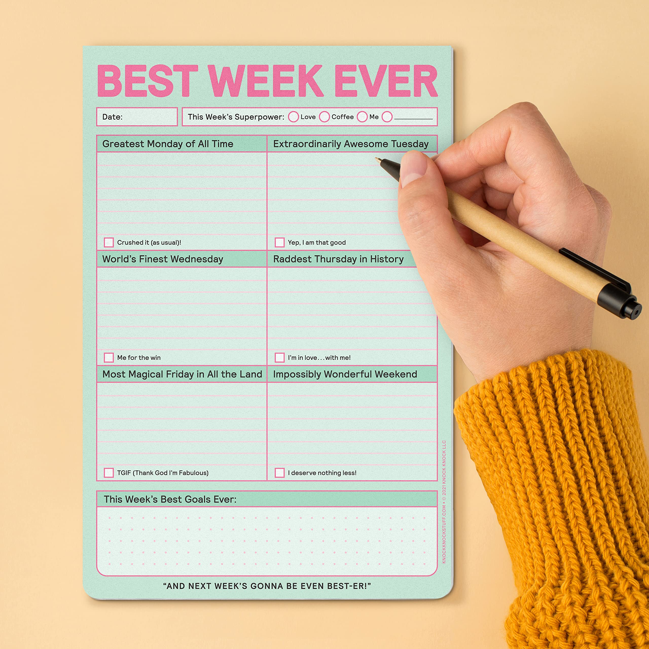 1-Count Knock Knock Best Week Ever Pad, Weekly Planner Pad & To Do List Notepad, 6 x 9-inches (Pastel Edition) - Image 6