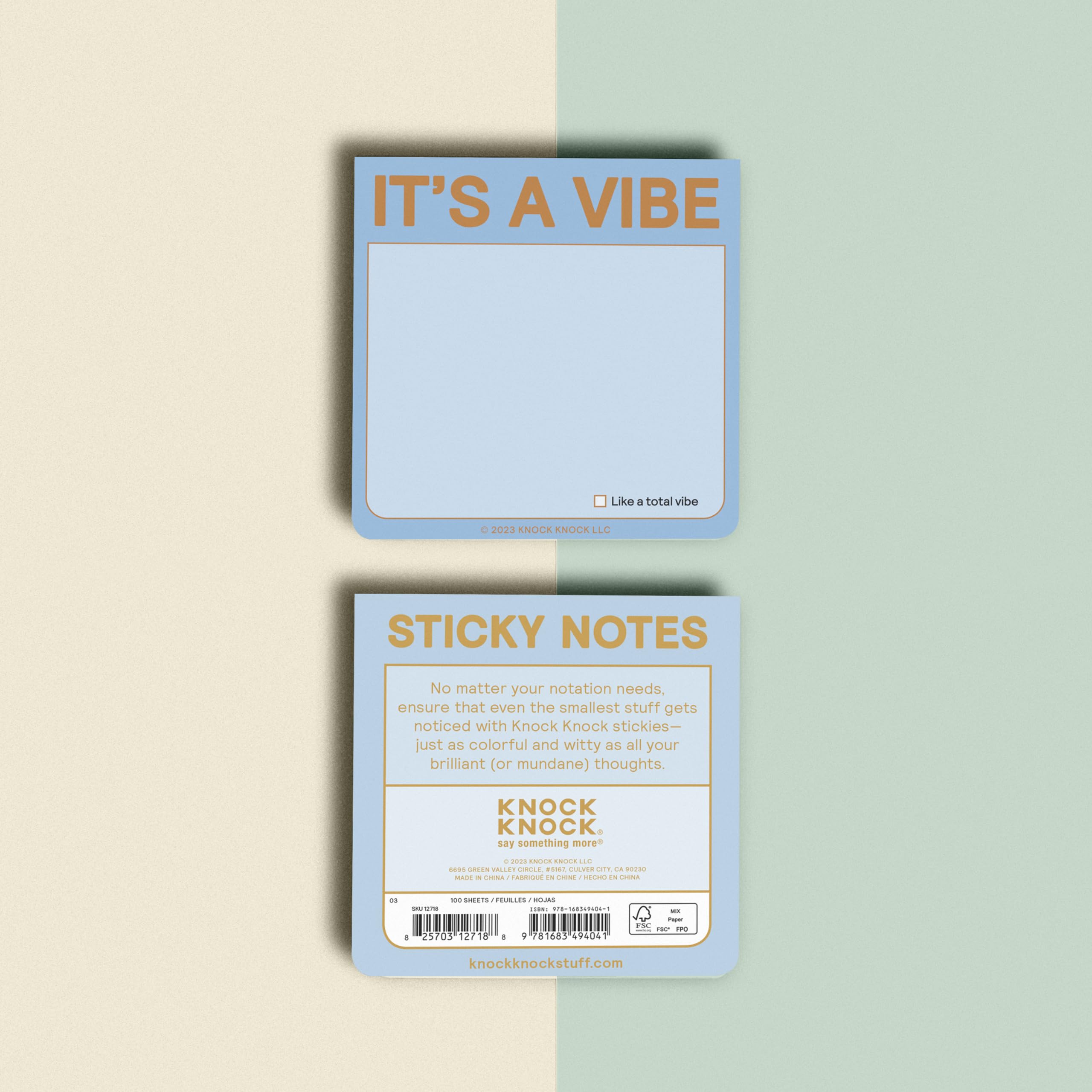 1-Count Knock Knock It's a Vibe Sticky Note Pad, 3 x 3-inches Each - Image 3