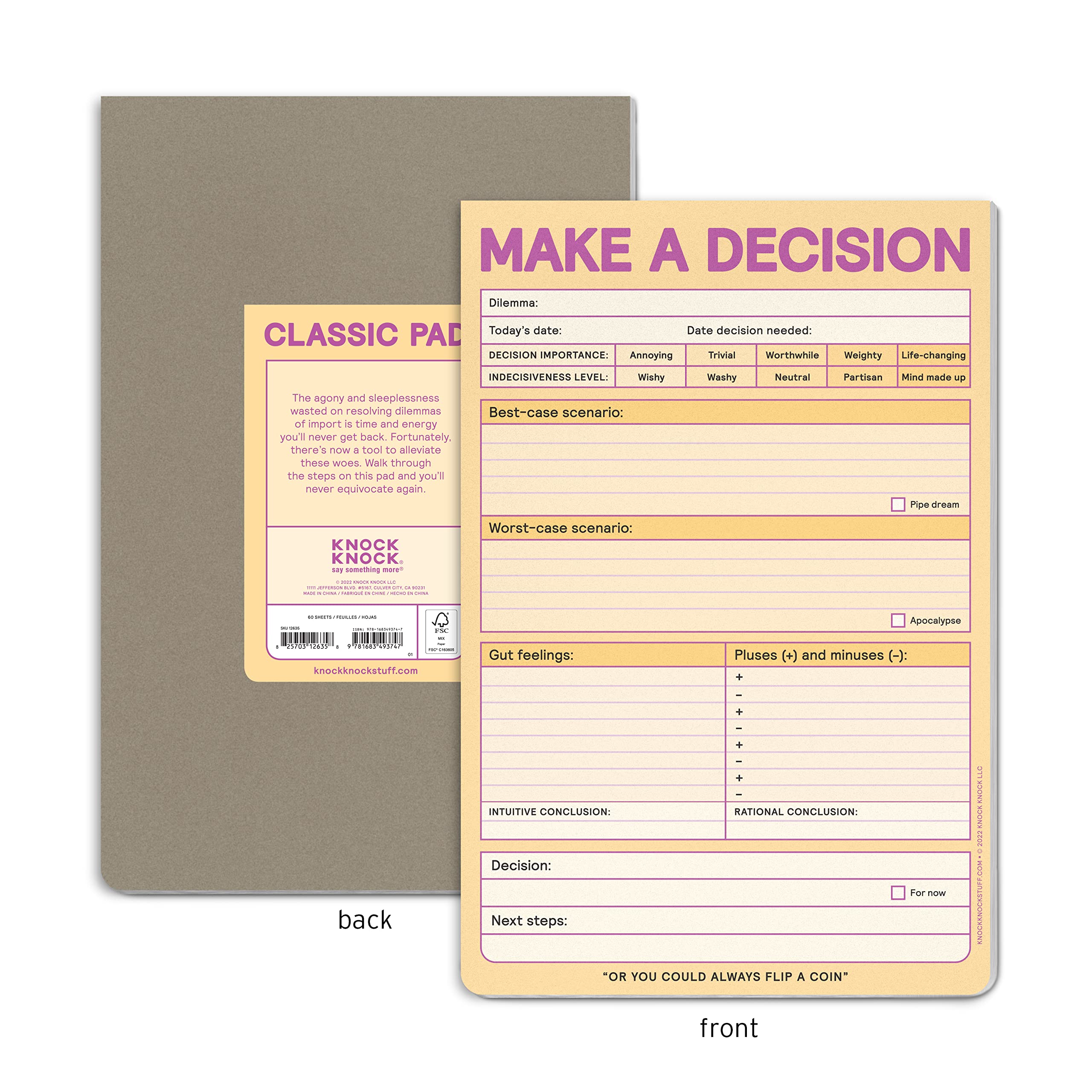 6-Count Knock Knock Make a Decision Pads, Checklist Funny Office Notepads, 6 x 9-inches each (Pastel) - Image 3