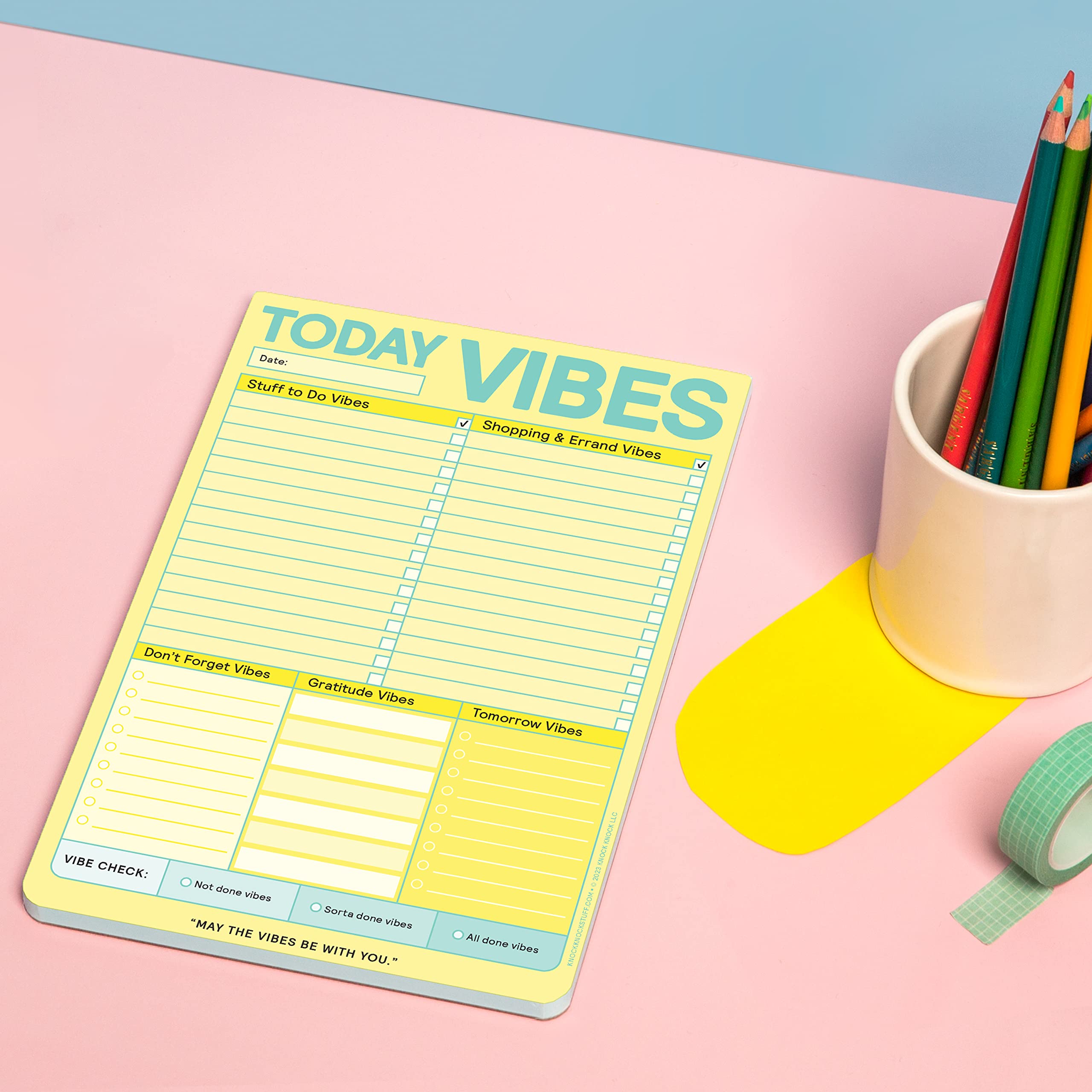 1-Count Knock Knock Today Vibes Pad, To Do List Notepad & Daily Planner Pad, 6 x 9-inches - Image 4