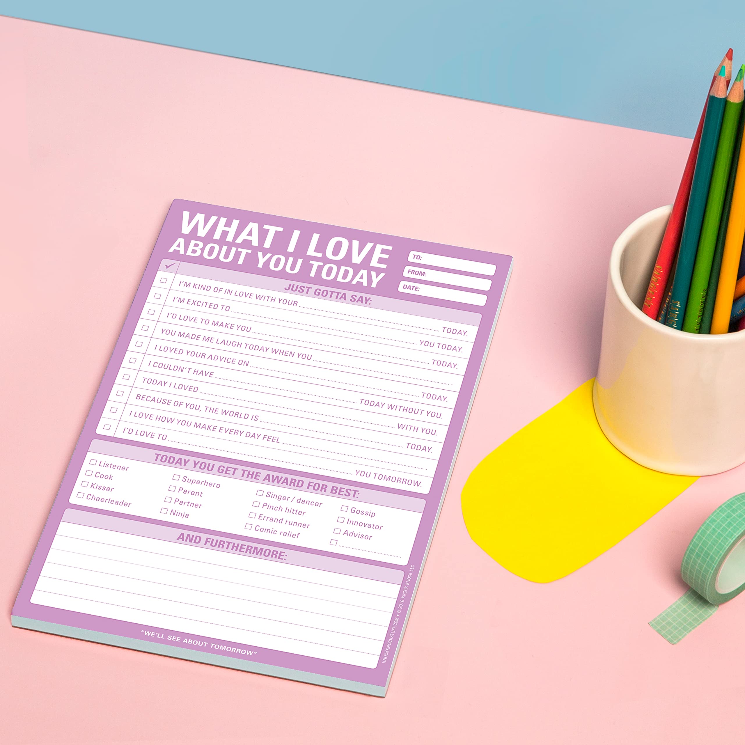 1-Count Knock Knock What I Love about You Today Pad, Love Letter Paper Checklist Lunch Box Notes for Husband, 6 x 9-inches - Image 4