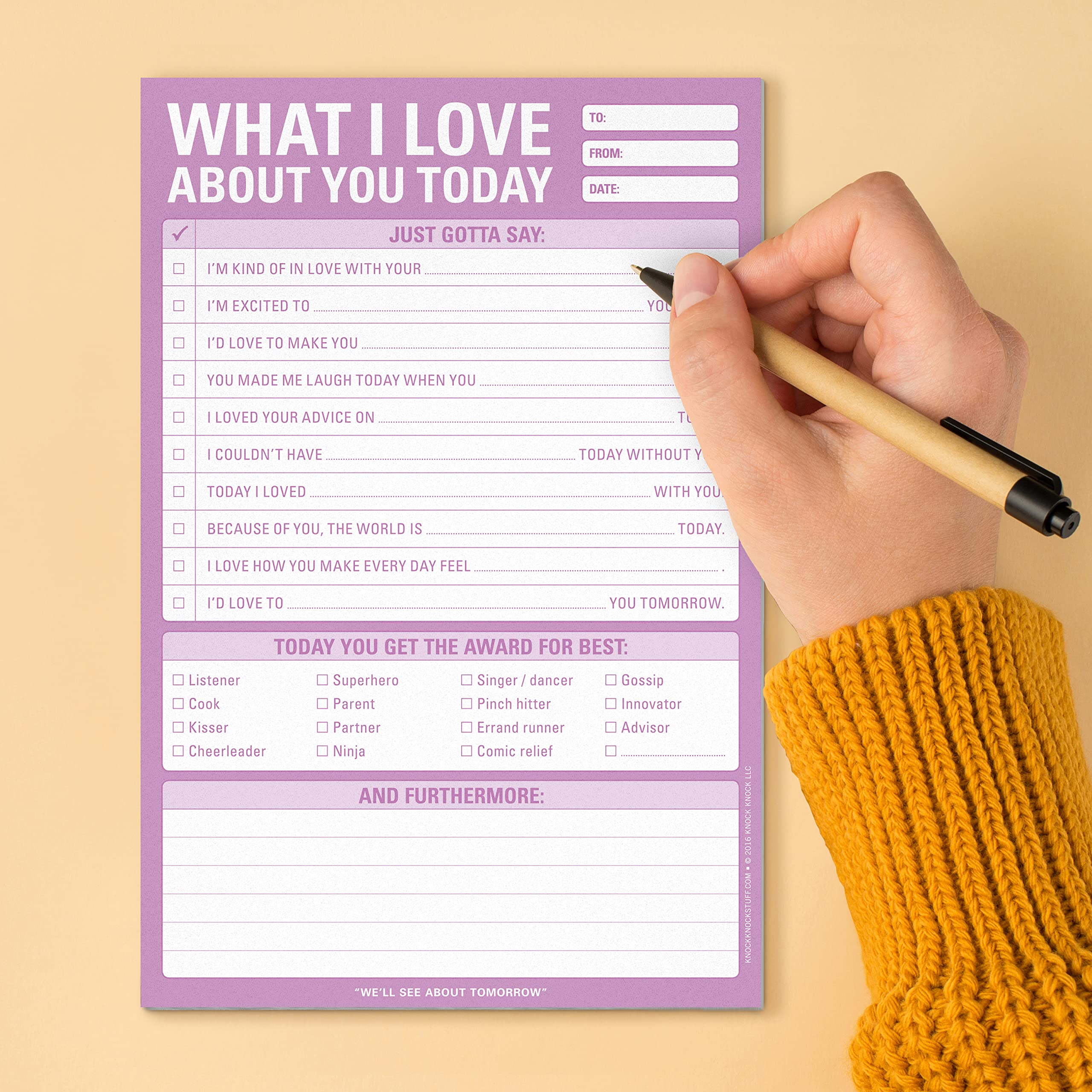 1-Count Knock Knock What I Love about You Today Pad, Love Letter Paper Checklist Lunch Box Notes for Husband, 6 x 9-inches - Image 5