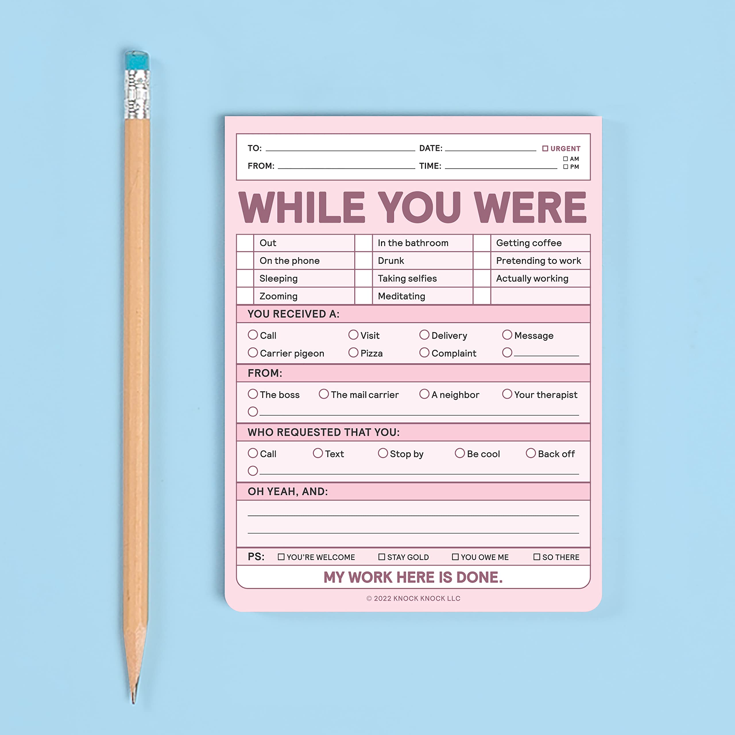 1-Count Knock Knock While You Were Memo Pads, Funny Office Notepads - Knock Knock Nifty Notes, 4 x 5.25-inches each (Pastel) - Image 4