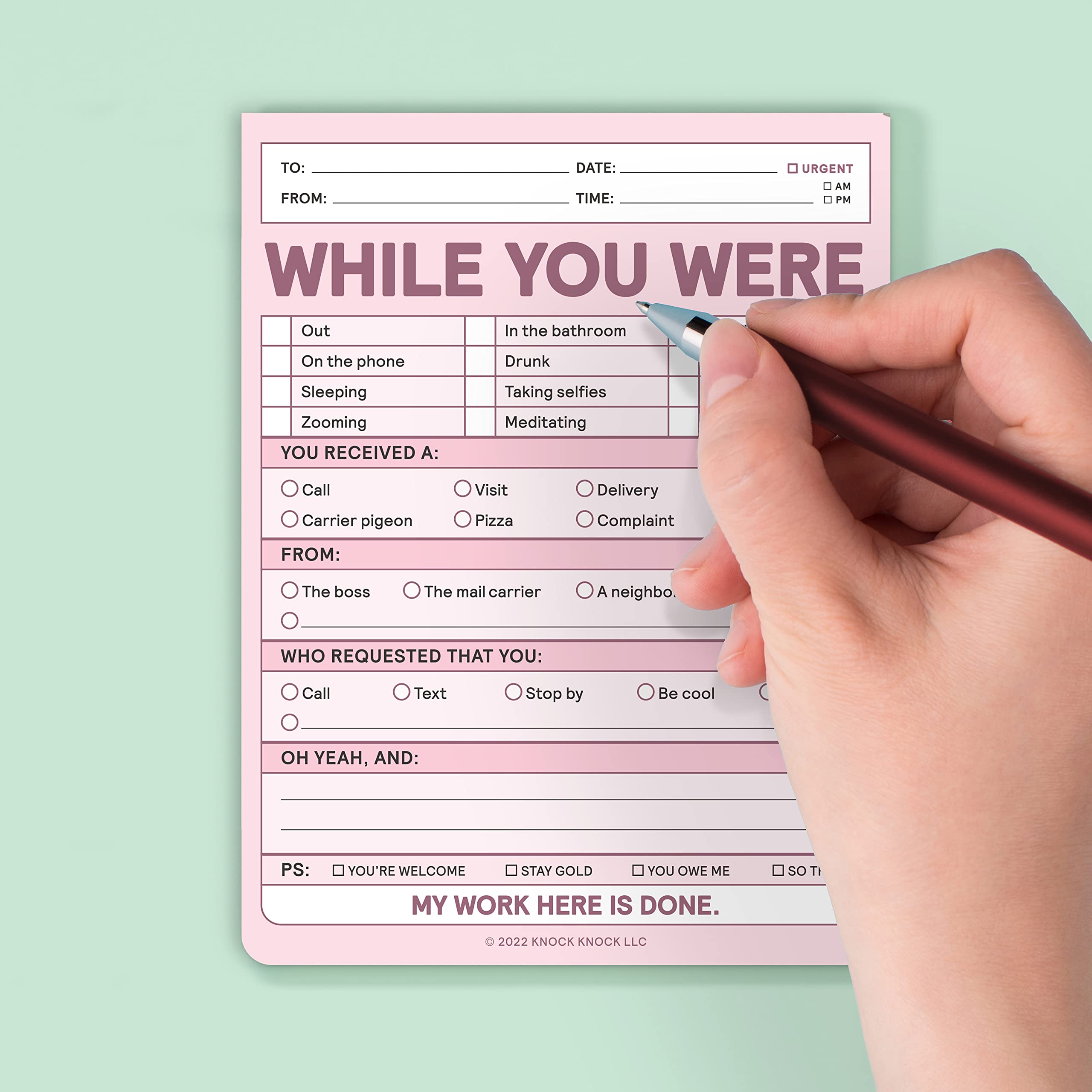 1-Count Knock Knock While You Were Memo Pads, Funny Office Notepads - Knock Knock Nifty Notes, 4 x 5.25-inches each (Pastel) - Image 5