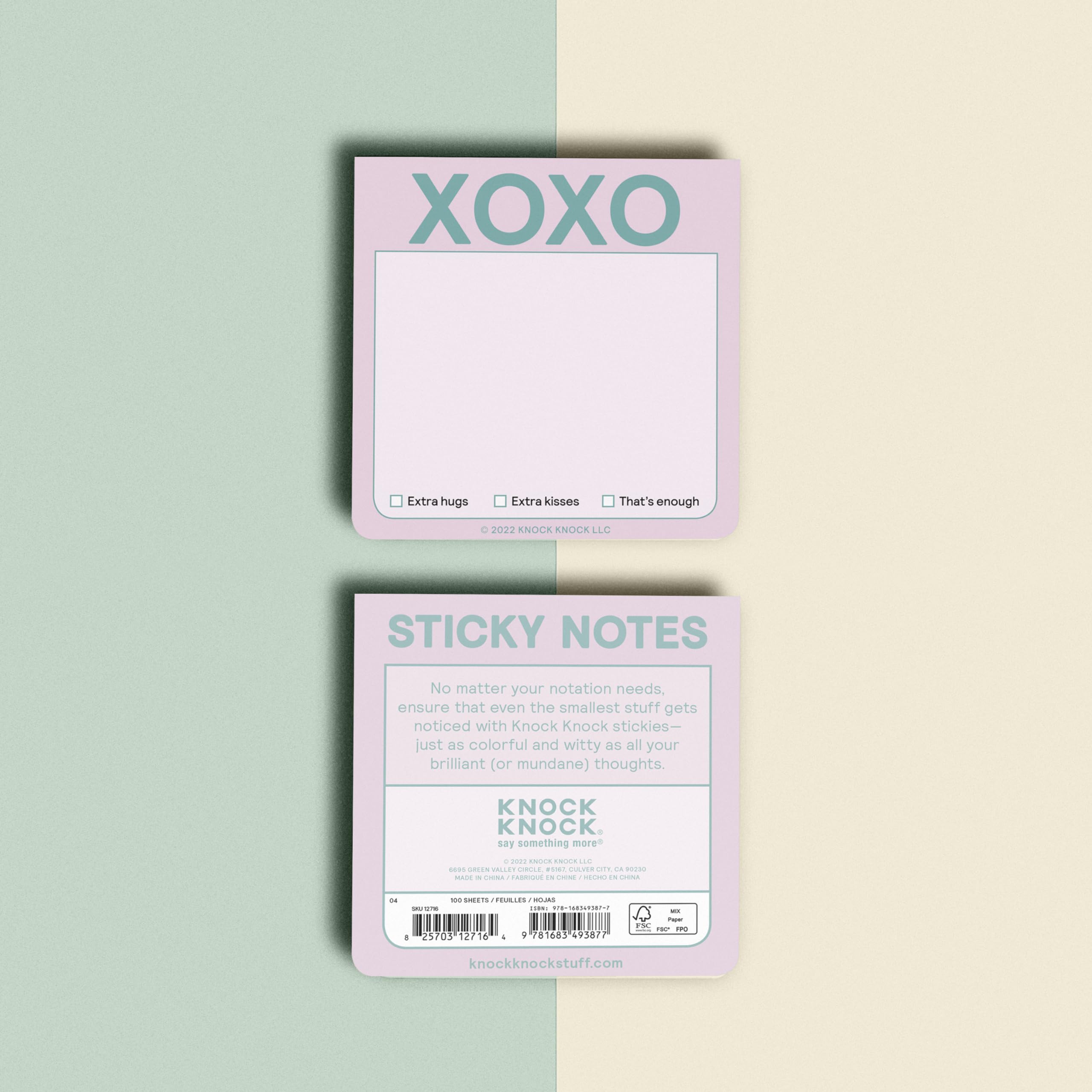 1-Count Knock Knock XOXO Sticky Note Pad (Pastel Version), 3 x 3-inches Each - Image 3