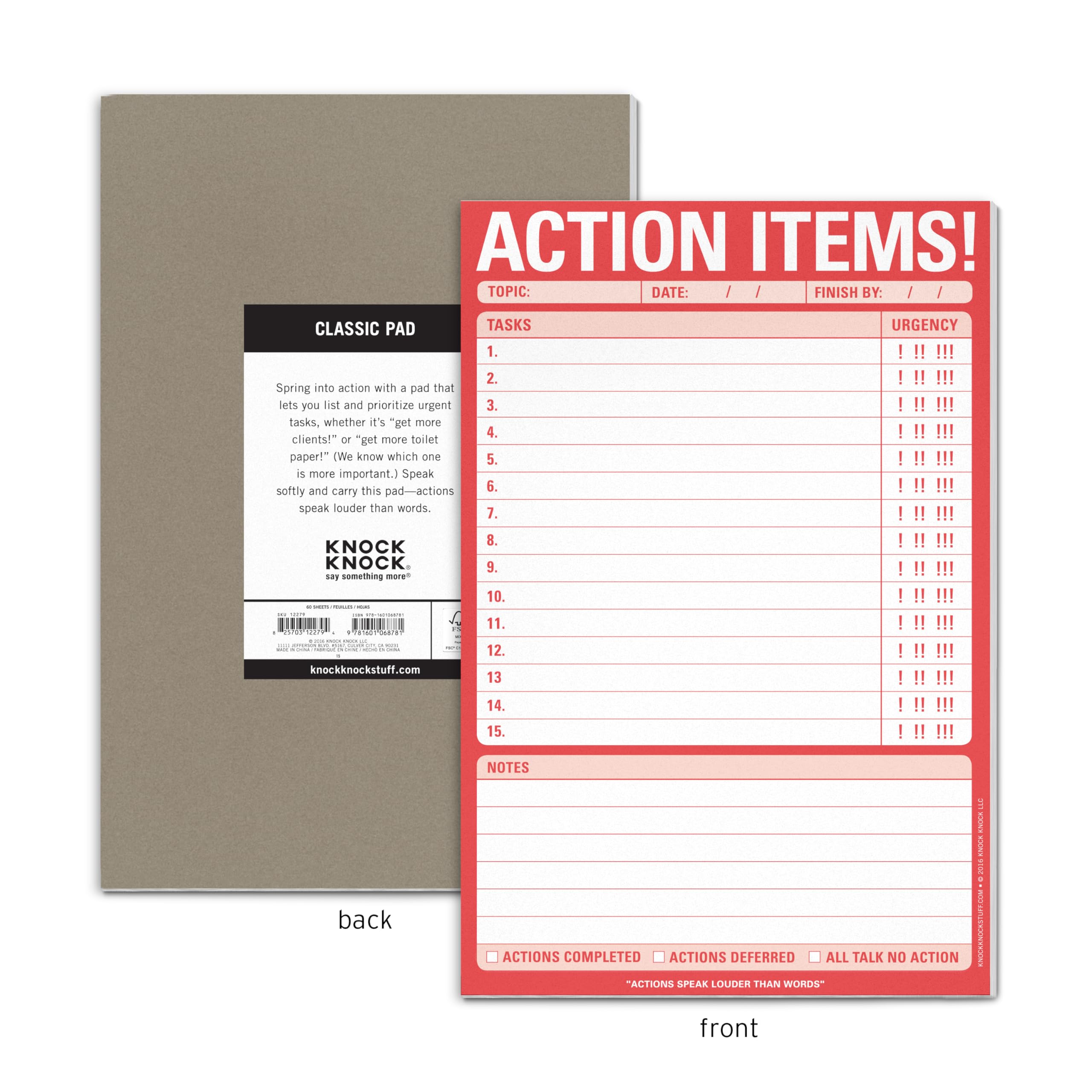 6-Count Knock Knock Action Items! Pads, Funny Office Notepads & To Do List Notepads, 6 x 9-inches each - Image 3