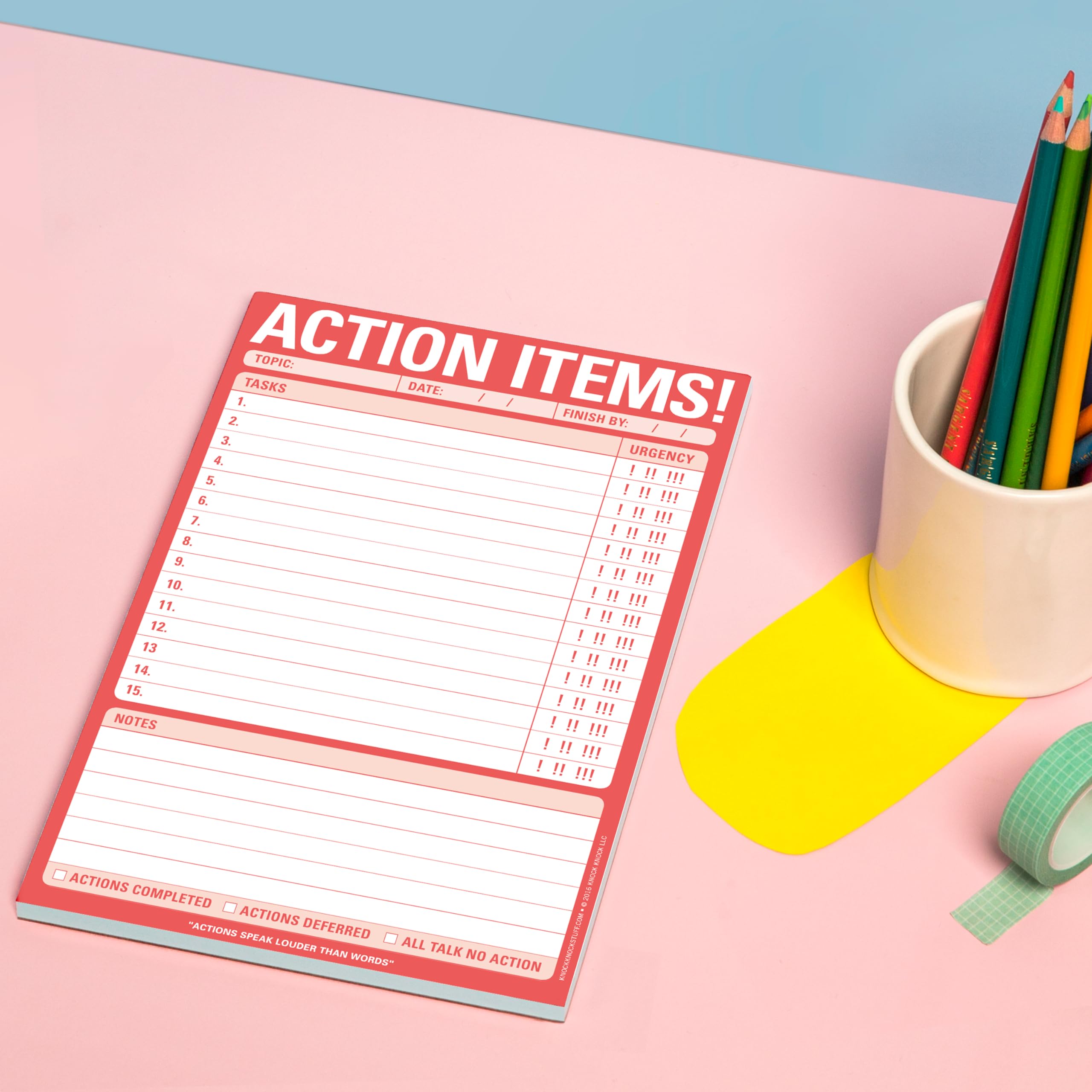 6-Count Knock Knock Action Items! Pads, Funny Office Notepads & To Do List Notepads, 6 x 9-inches each - Image 5