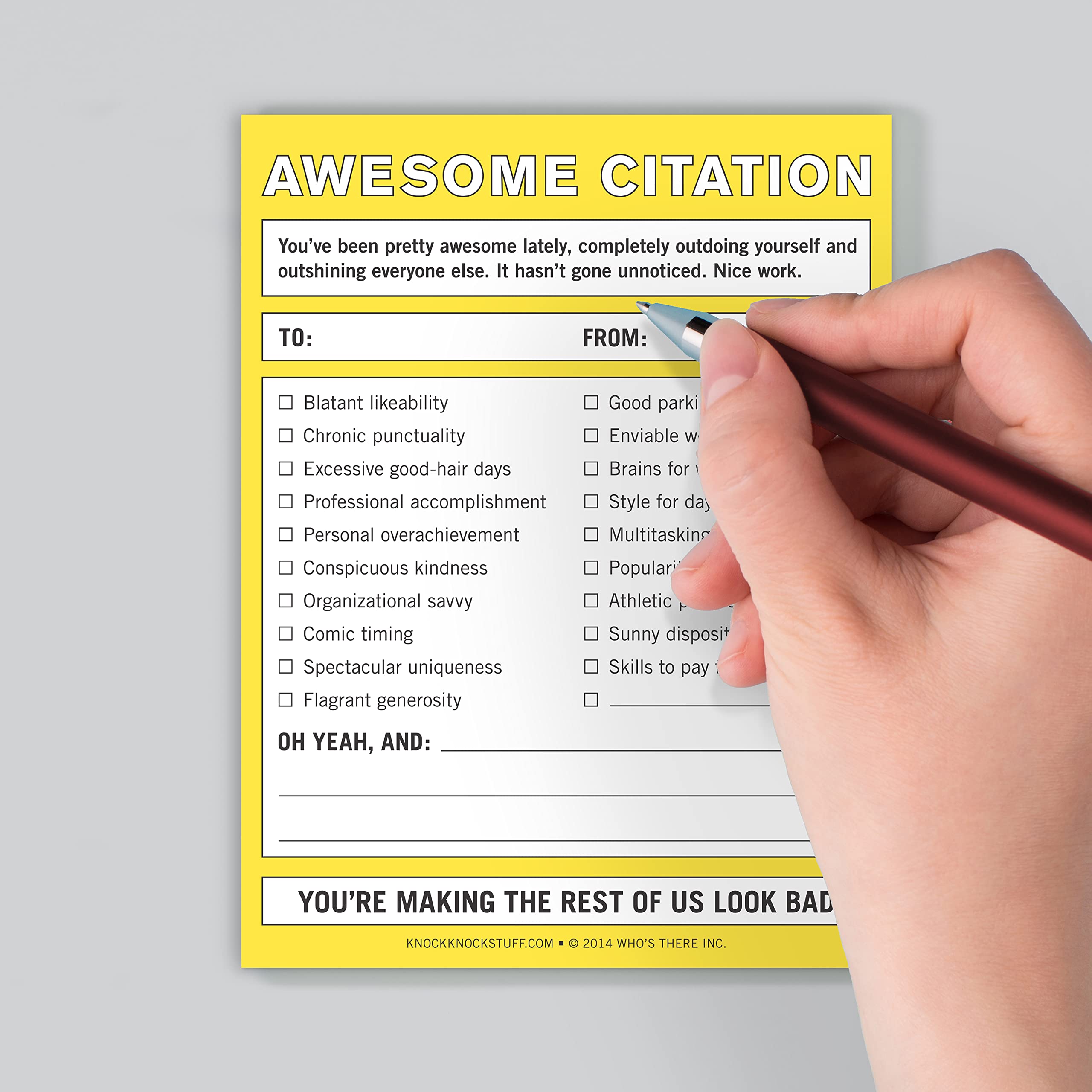 6-Count Knock Knock Awesome Citation Nifty Note Pads - Encouragement Checklist Memo Pads (Yellow), 4 x 5.25-inches each - Image 6