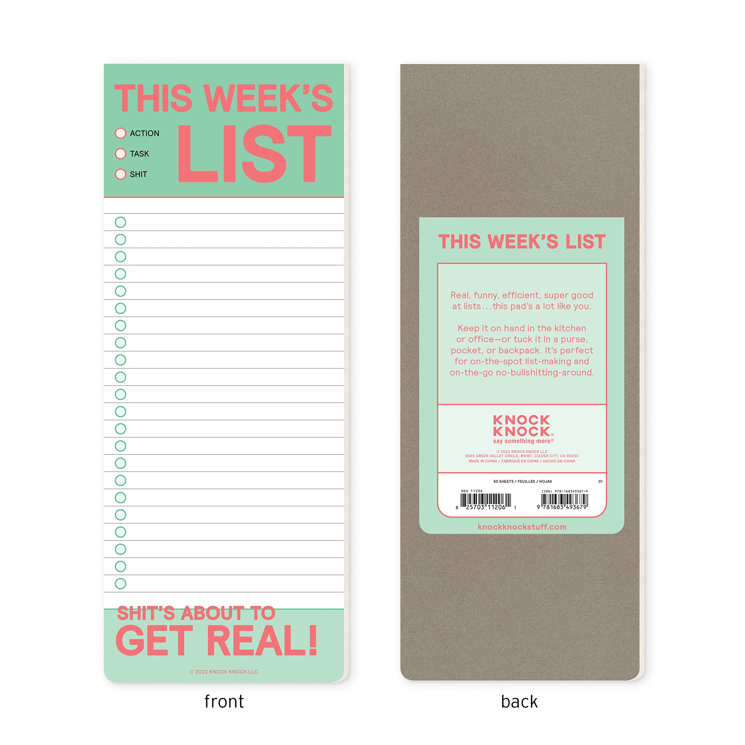 6-Count Knock Knock This Week's List Make-a-List Pads - Weekly Planner Pads & To Do Pads, 3.5 x 9-inches each - Image 3