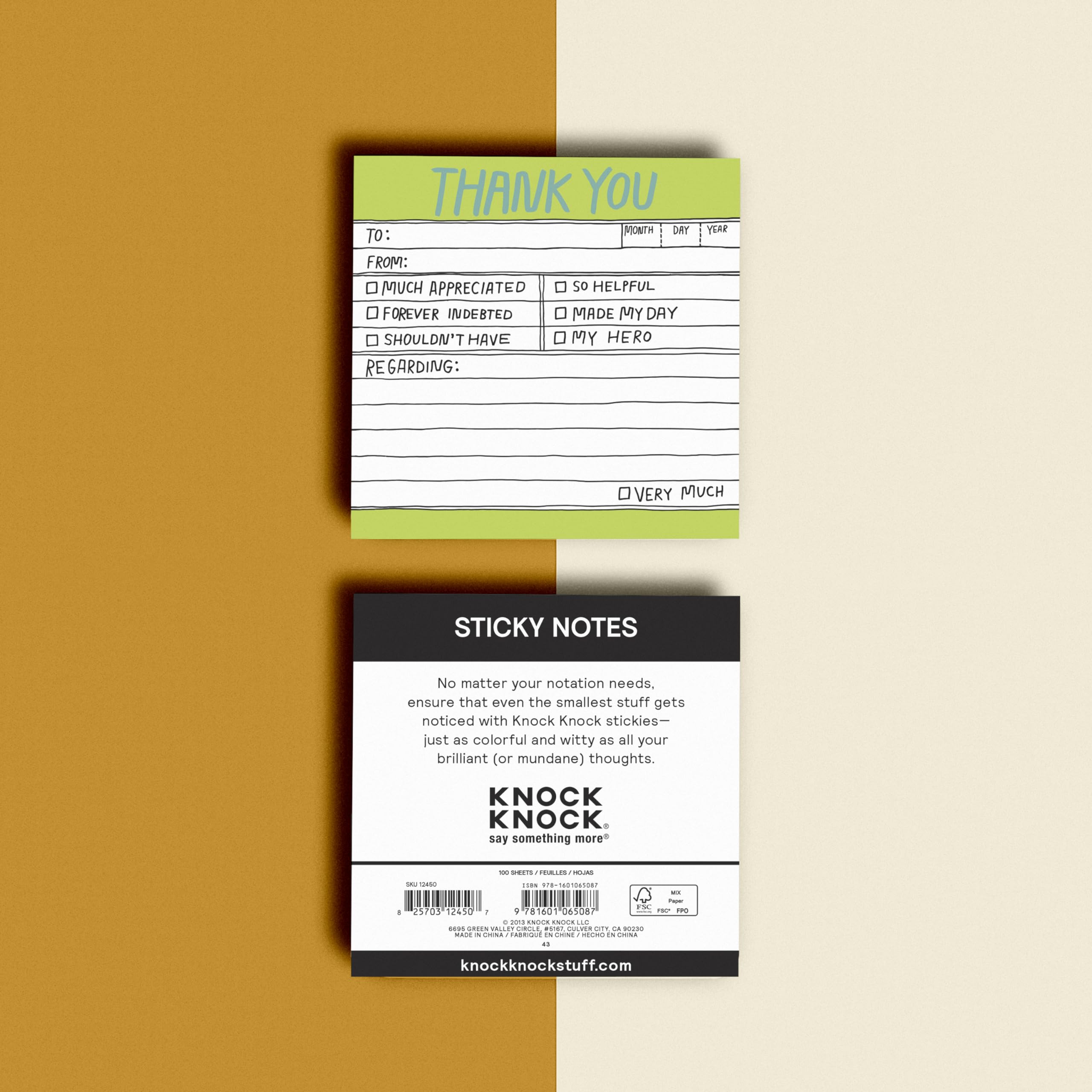 8-Count Knock Knock Thank You Hand-Lettered Sticky Notes, Thank You Notes, 3 x 3-inches, 100 Sheets Each - Image 4