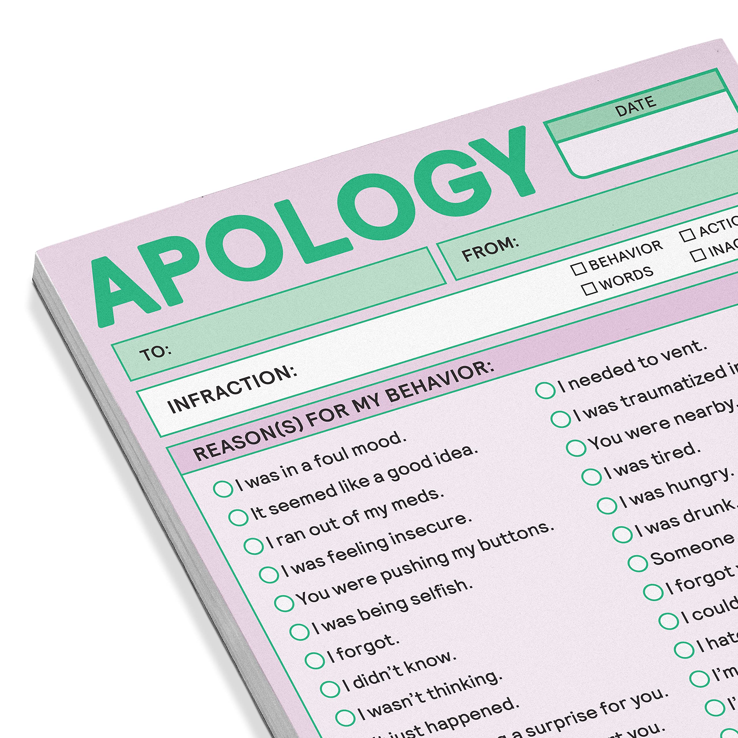 Knock Knock 1-Count Apology Nifty Note, Sorry Memo & Apology Note Checklist Pads, 4 x 5.25-inches each (Pastel) - Image 3