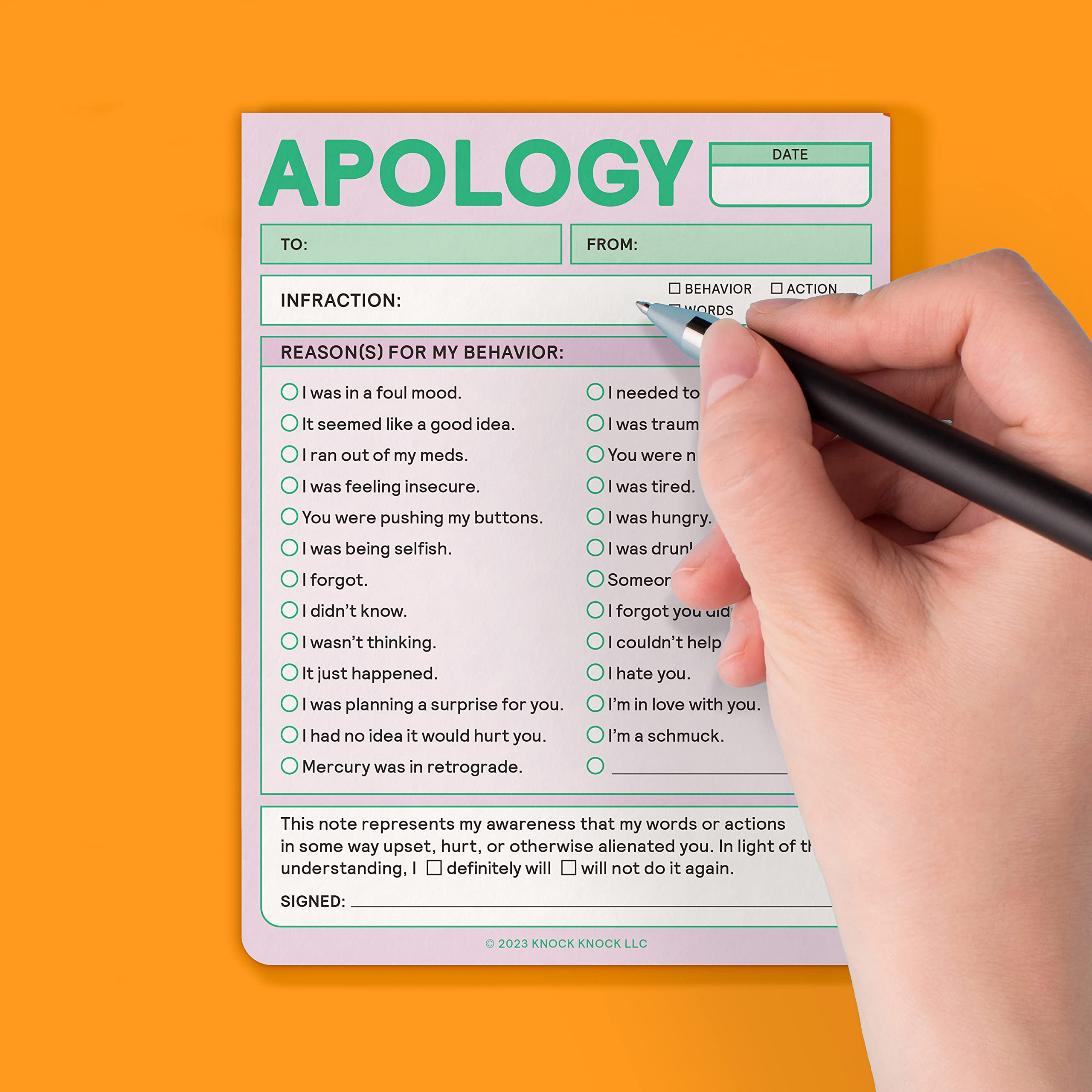 Knock Knock 1-Count Apology Nifty Note, Sorry Memo & Apology Note Checklist Pads, 4 x 5.25-inches each (Pastel) - Image 5
