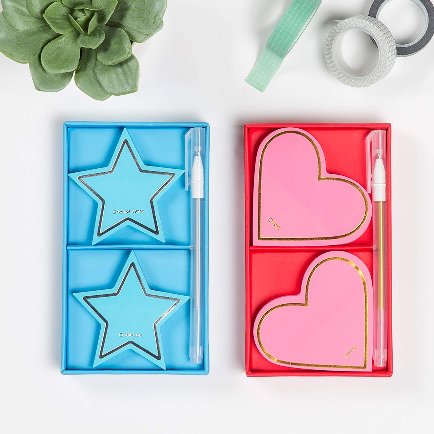 Knock Knock 2-Pack Hearts Sticky Set with Gold Metallic Gel Pen - Image 3