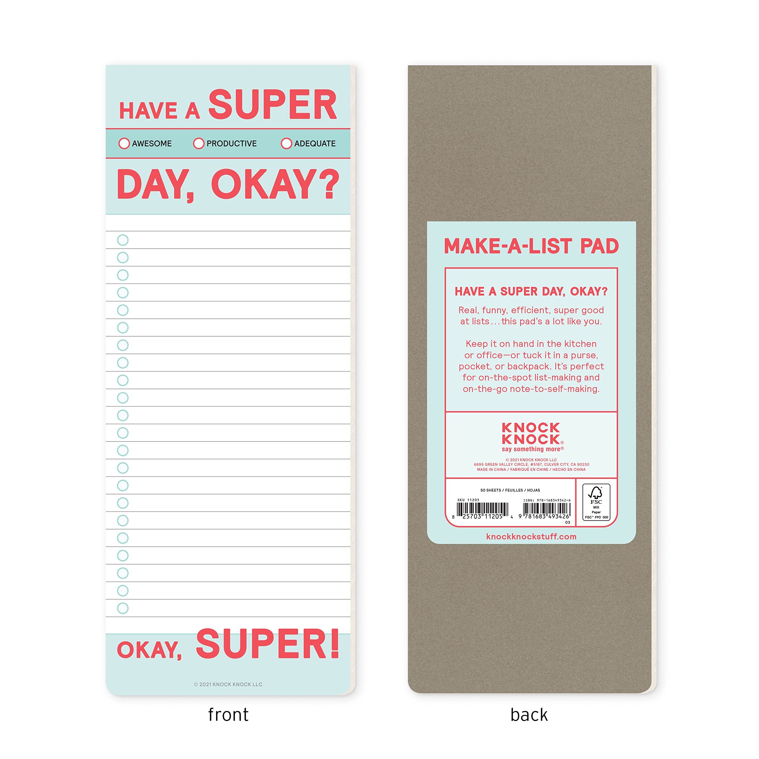 Knock Knock 6-Count Have A Super Day Make-a-List Pads - Daily Task Memo Planning Pad, 3.5 x 9-inches each - Image 3