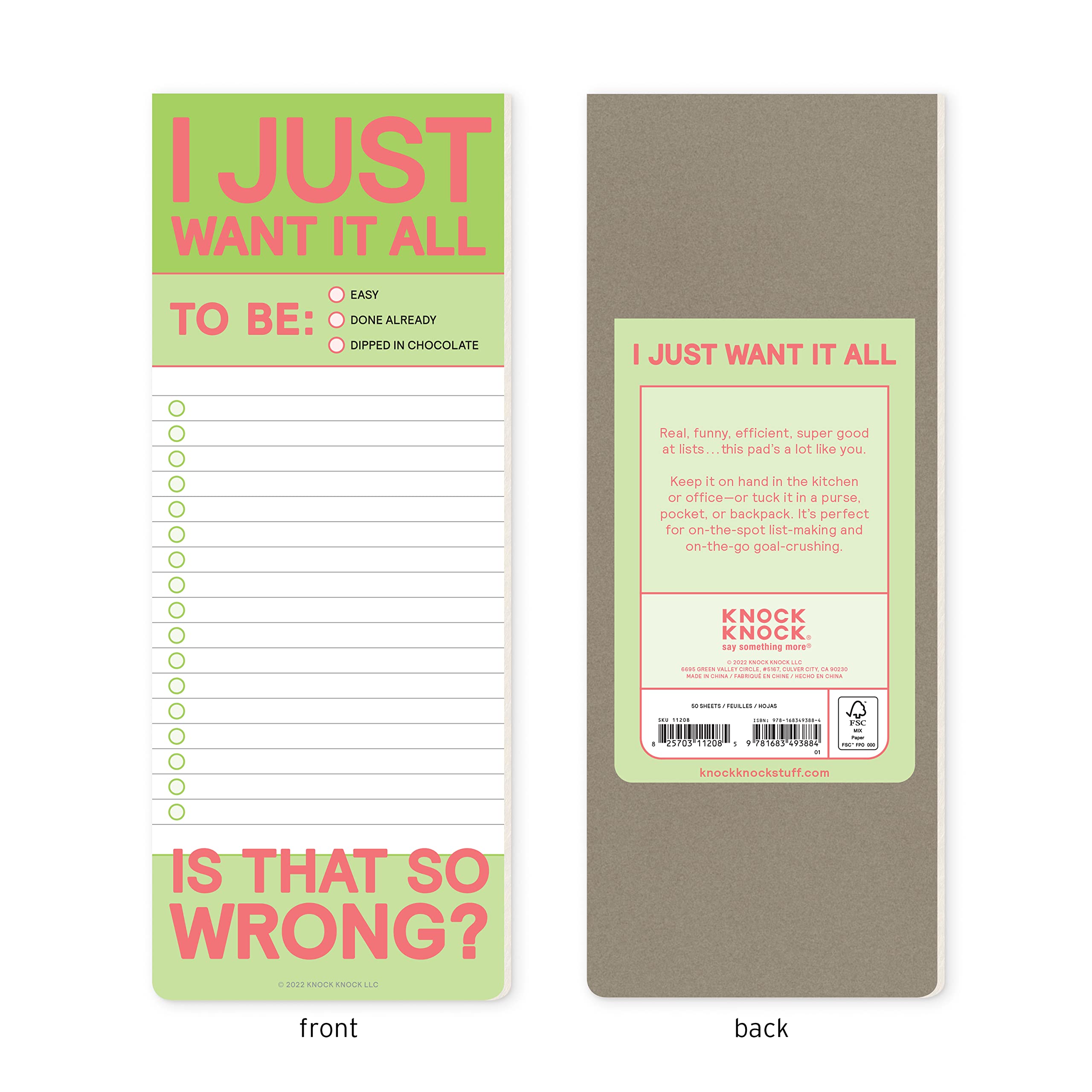 Knock Knock 6-Count I Just Want It All Make-a-List Pads - Shopping List Pad & To Do Pads, 3.5 x 9-inches each - Image 3