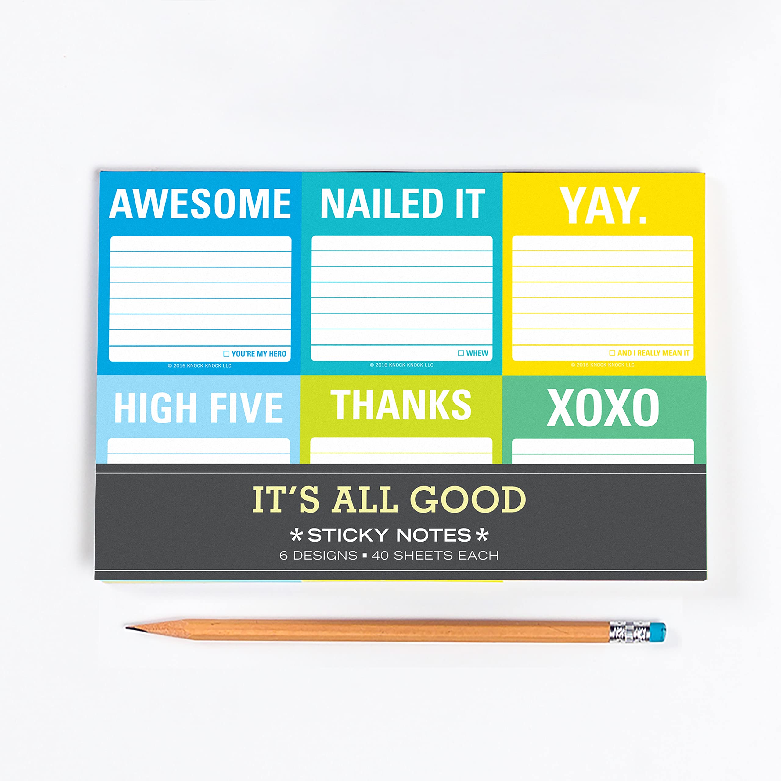 Knock Knock It's All Good Sticky Note Packet, 6 Sticky Note Pads Set, 2.75 x 2.75-Inches and 40-Sheets Each - Image 6