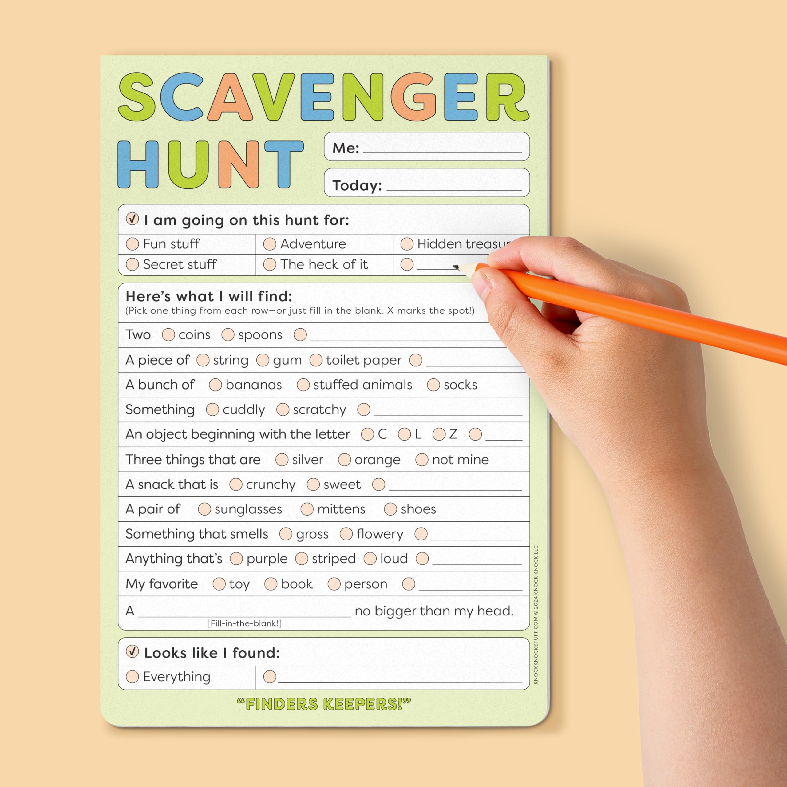 Knock Knock Kids Scavenger Hunt Playtime Pad: Kids Activity Pad, 40 Sheets Plus Full-Color Sticker Sheet, 6 x 9-Inches - Image 4