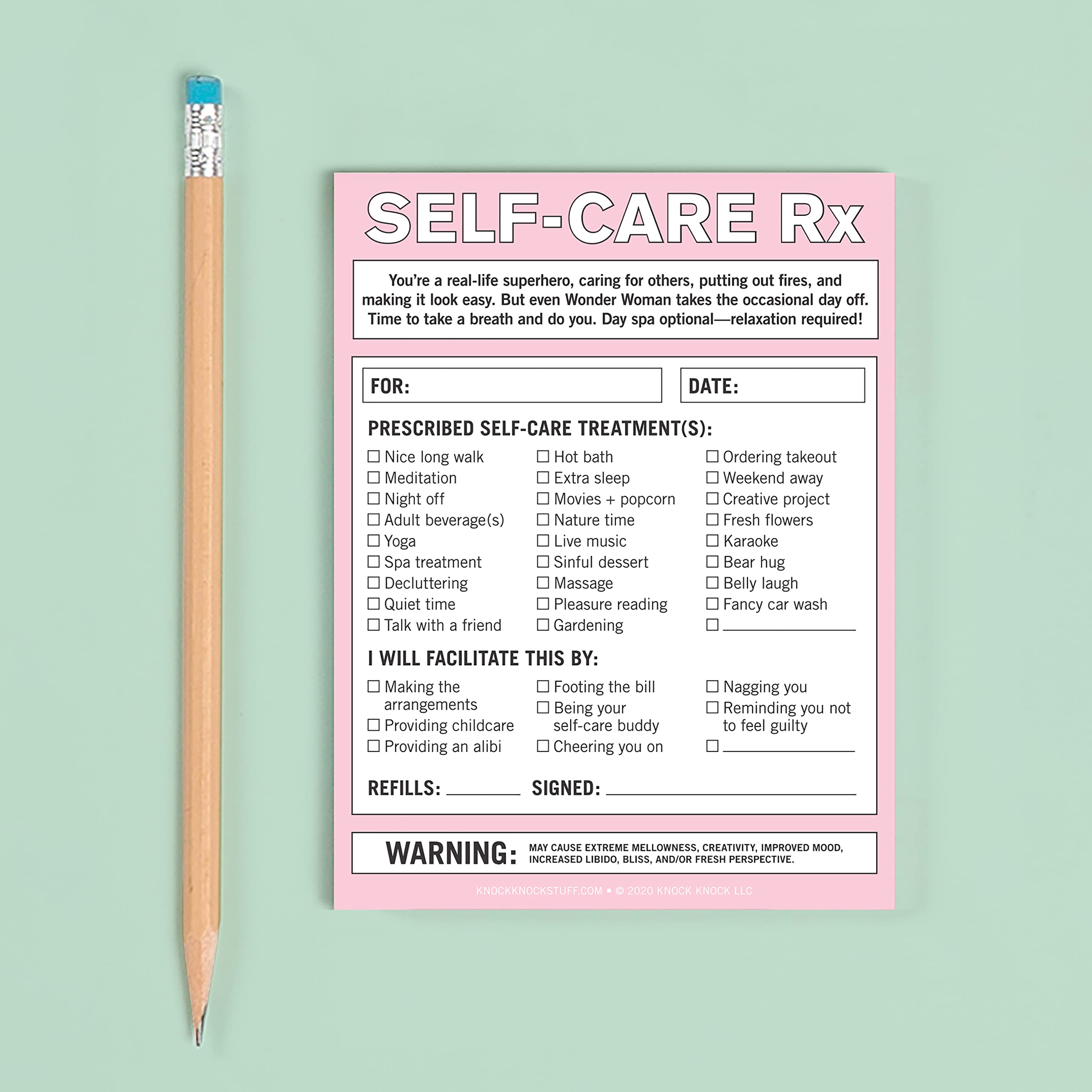 Knock Knock Self-Care RX Nifty Note - Self Care Gifts & Funny Gift Ideas for Friends, 4 x 5.25-inches - Image 4