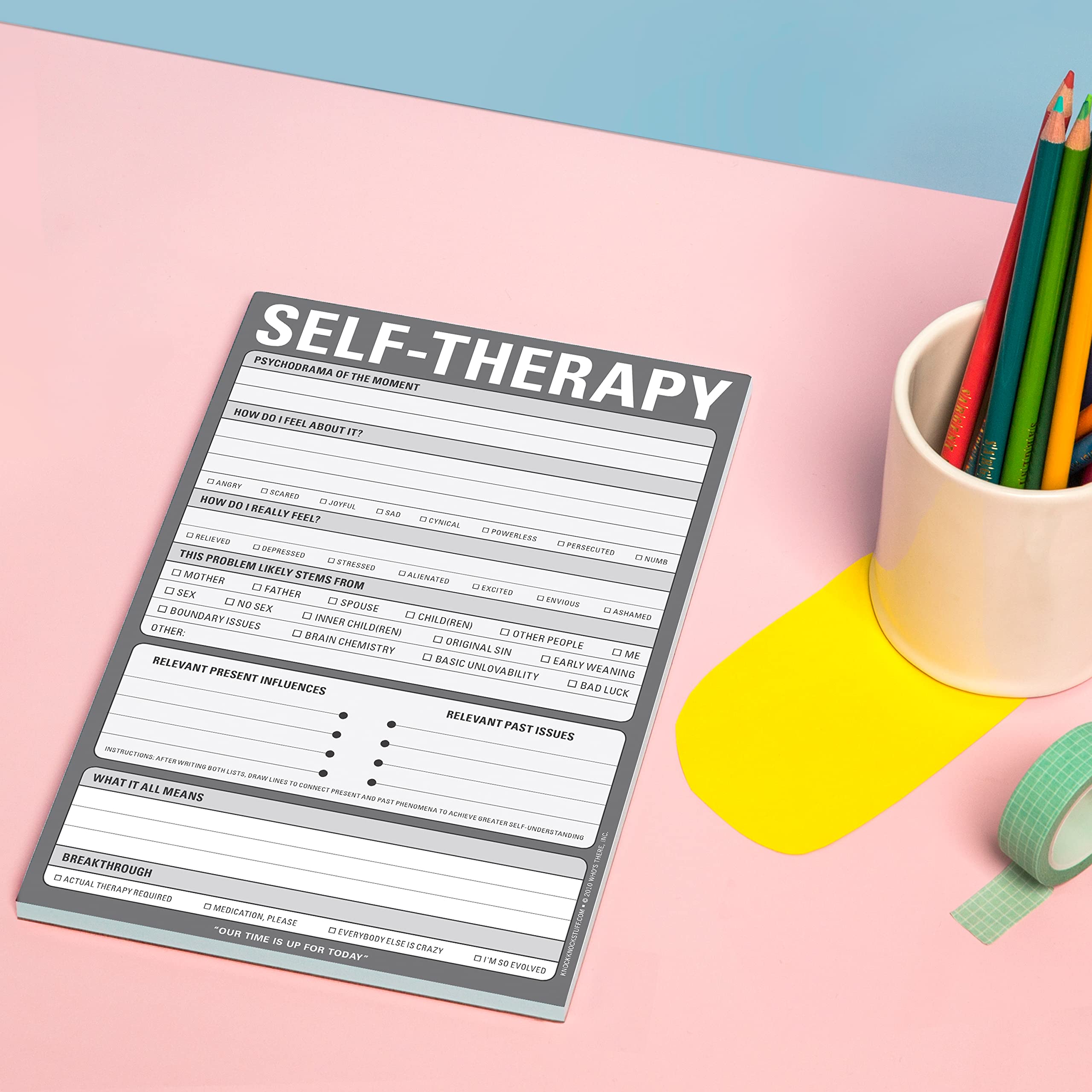 Knock Knock Self-Therapy , Checklist Note Pad for Step-by-Step Stress Relief (Gray), 6 x 9-inches - Image 4