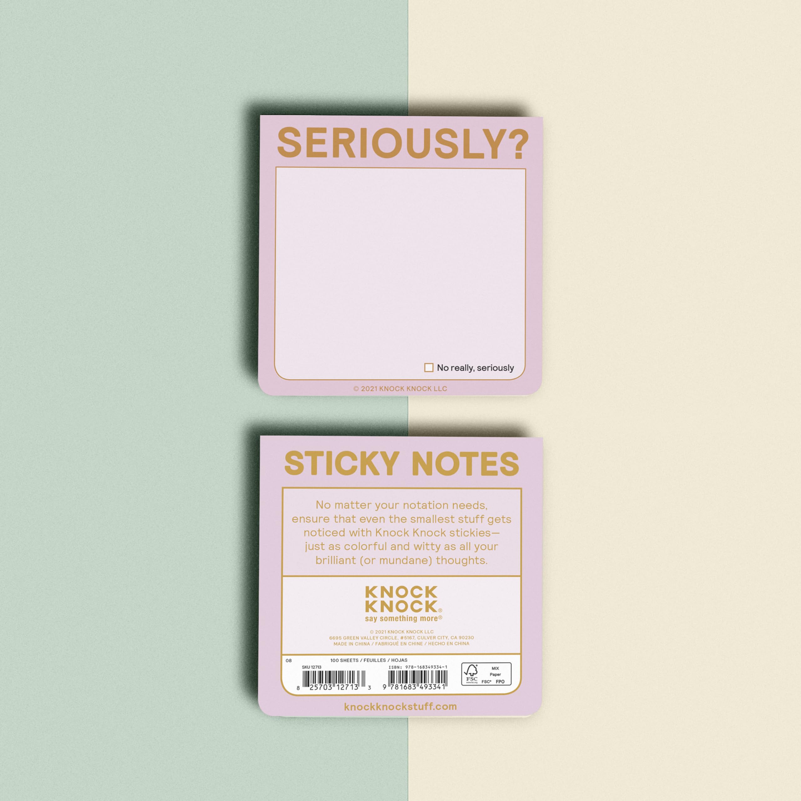 Knock Knock Seriously?! Sticky Note (Pastel Version, 3 x 3-inches) (Pack of 1) - Image 3