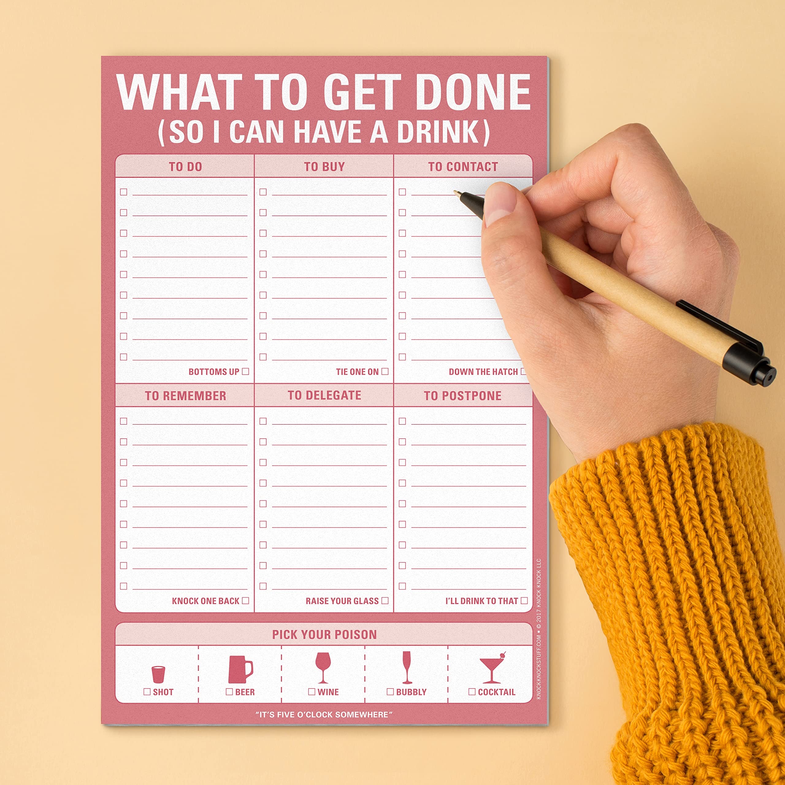 Knock Knock What to Get Do (So I Can Have a Drink), To Do List Note Pad, 6 x 9-inches - Image 5