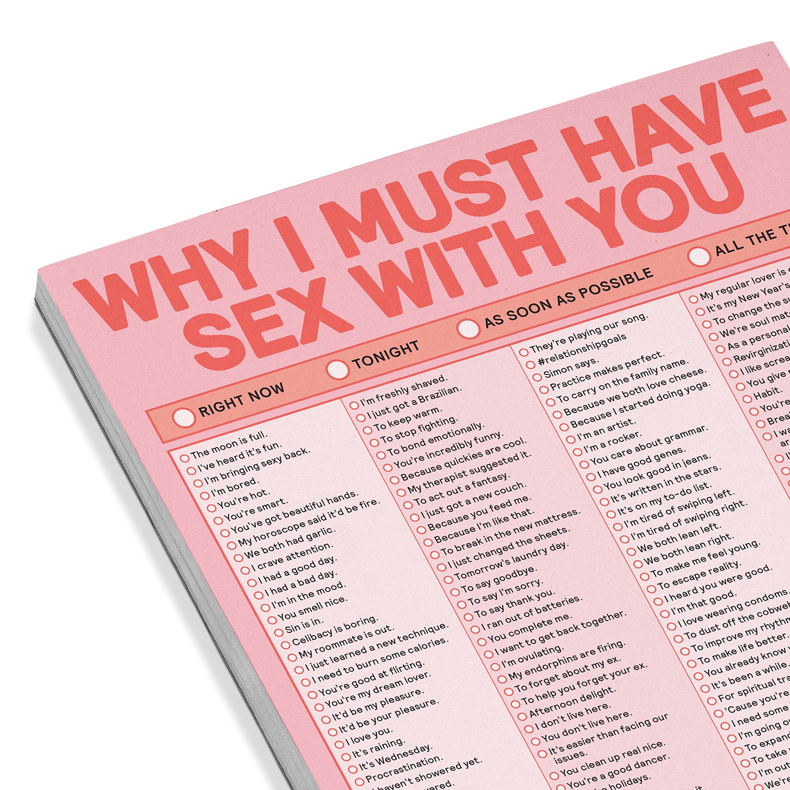Knock Knock Why I Must Have Sex With You Pad, Sexy Checklist Note Pad, 6 x 9-inches (Pink/Red) - Image 3
